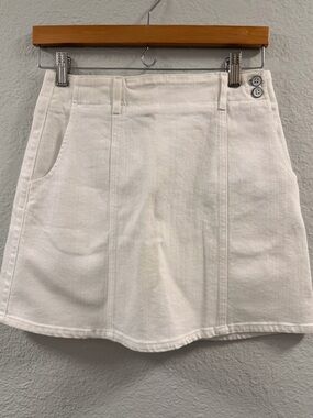 AG Jean White A-Line Button Detail Skirt